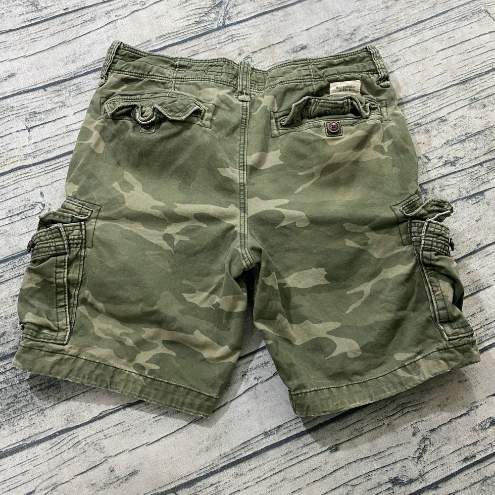 Abercrombie & Fitch Mens 32 Camoflauge Cargo Y2K Vtg Military Shorts Pockets - Picture 7 of 12